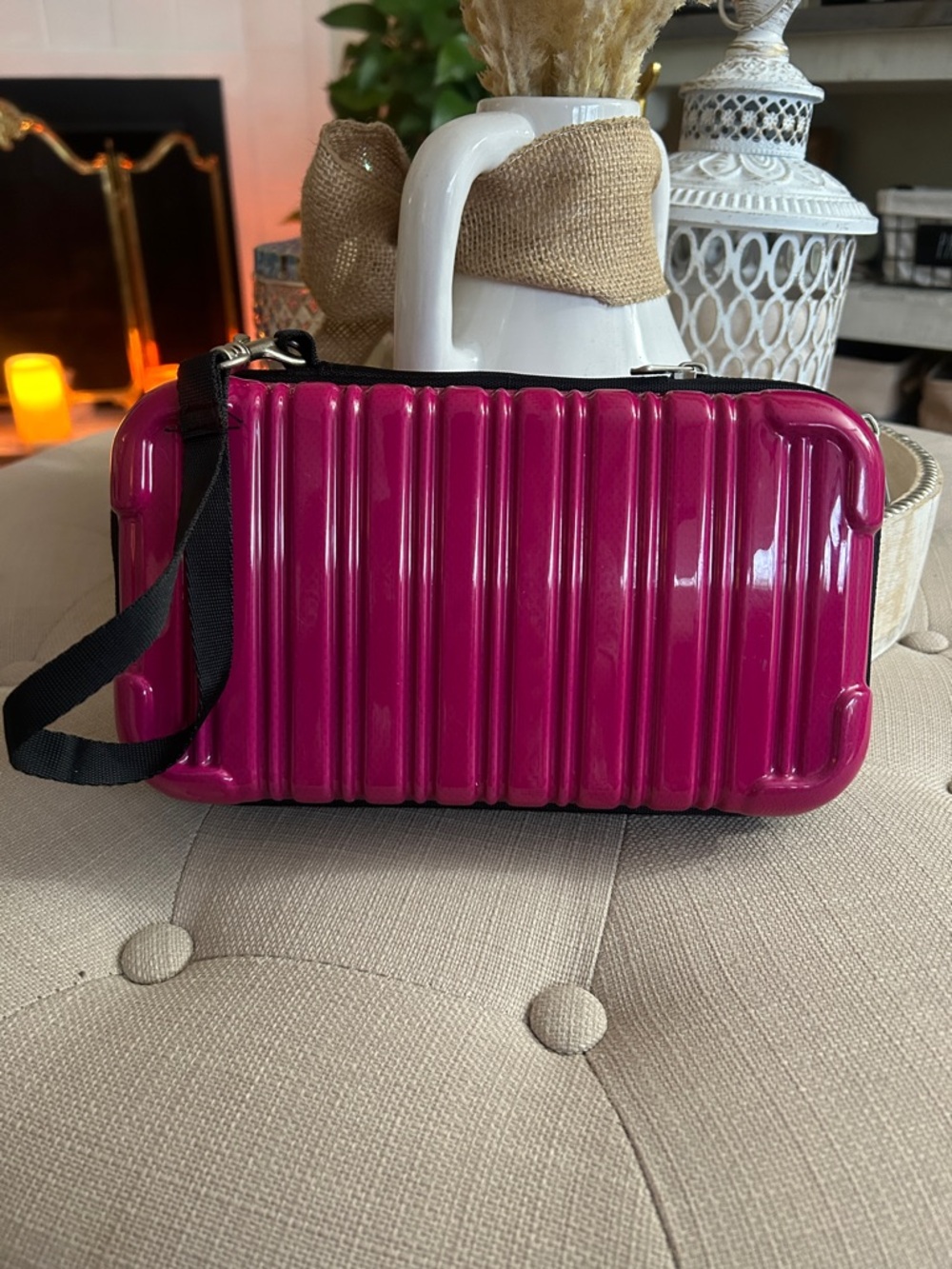 Stylish Ribbed  Bag - Fuchsia Pink